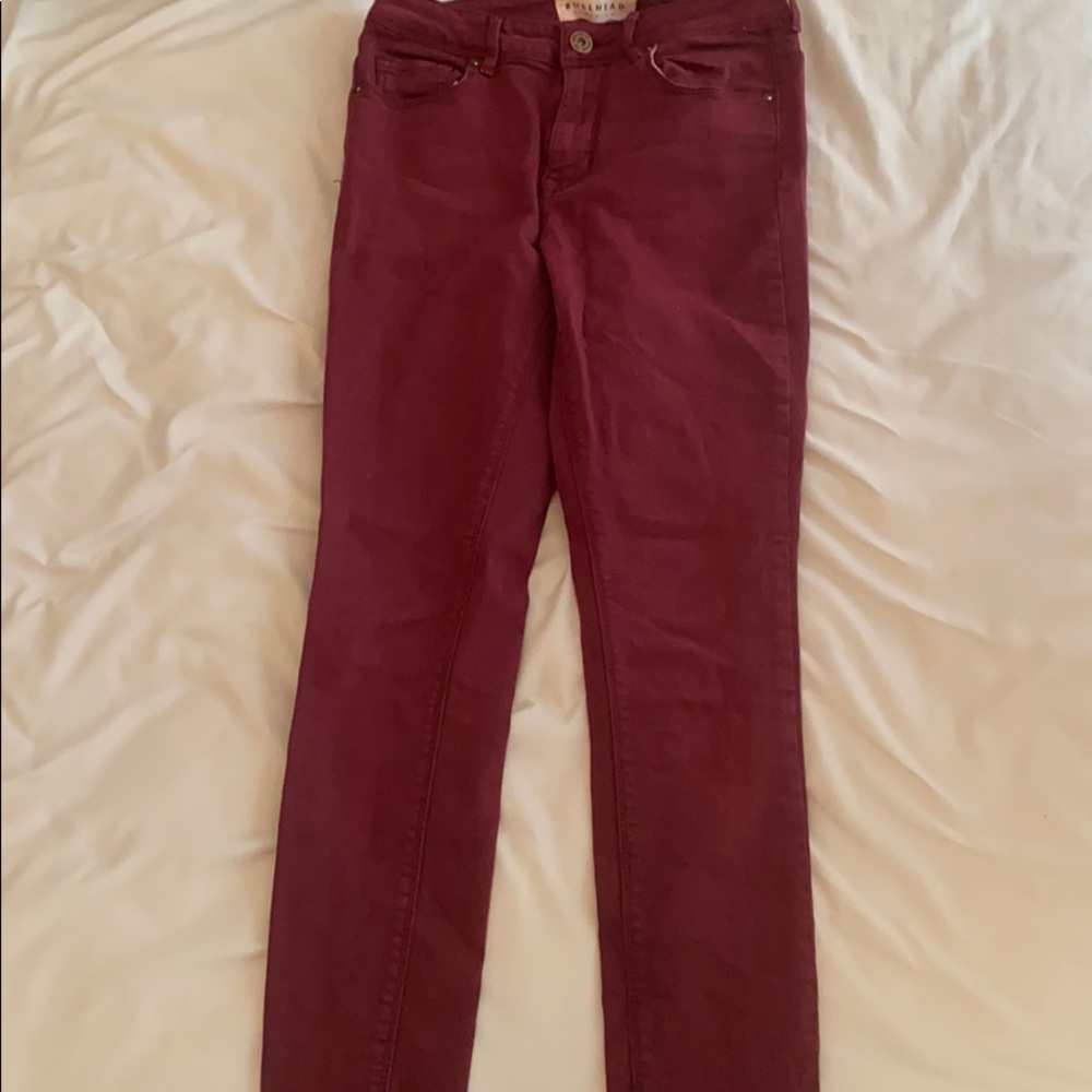 Burgundy high rise pants